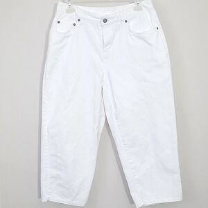 Bill Blass Capris White Denim 100% Cotton Stretch High waisted straight leg sz 6